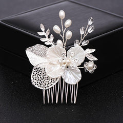 Silver Pearl Crystal Bridal Hair Comb Wedding Accessories