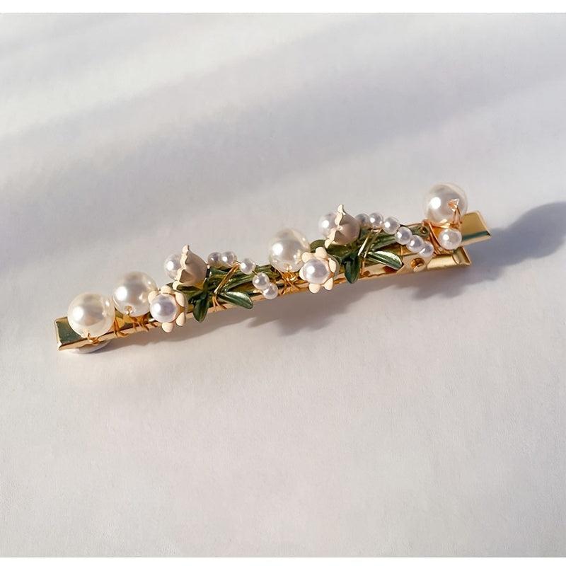 Vintage Lily Orchid Hair Claw Clip Golden Barrette Hair Accessories