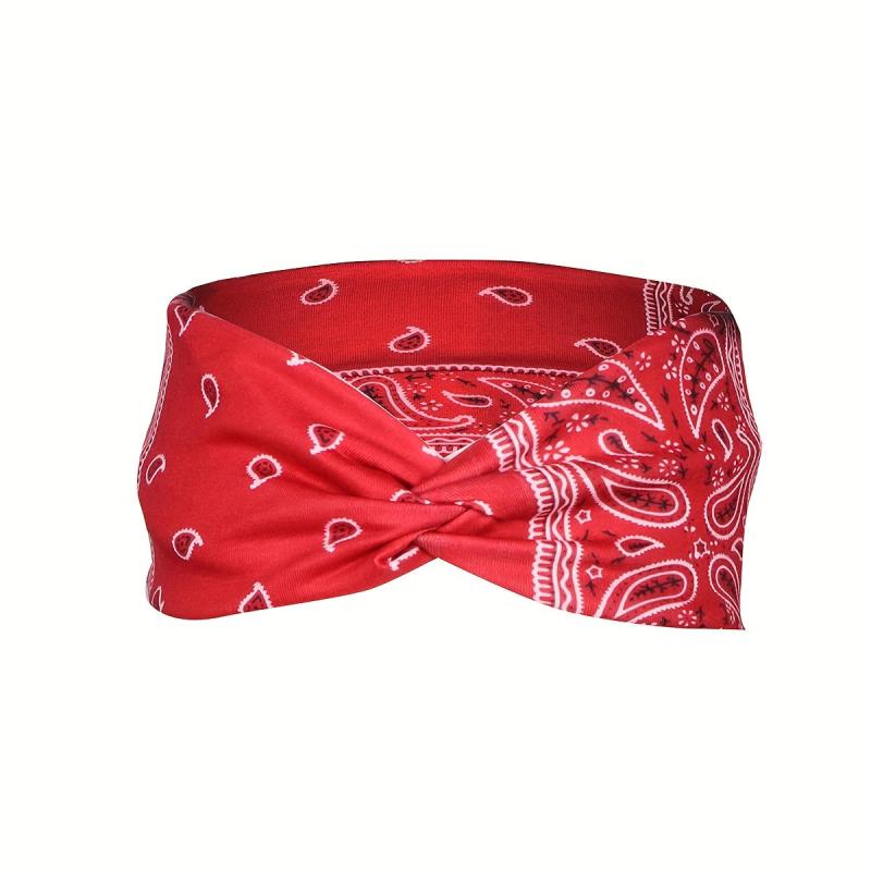 Printed Bandana Cross Knot Headband Women Sports Yoga Fitness Sweatband