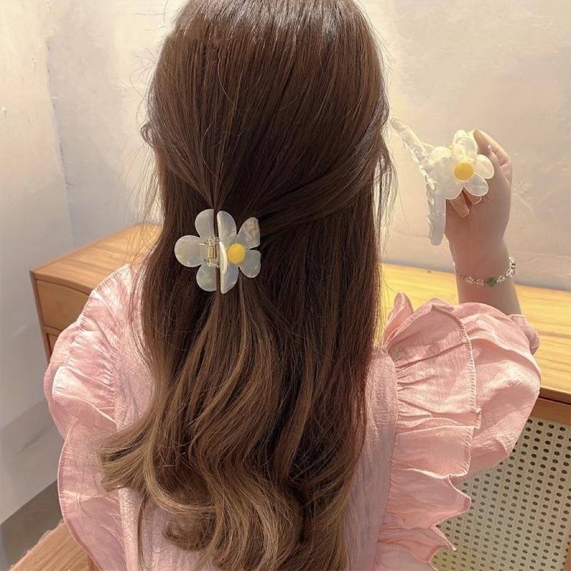 Acetate Flower Sweet Shark Claw Hair Clip for Women Girls