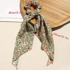 Retro Floral Boho Hair Scarf Scrunchies Ponytail Holder for Women