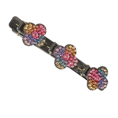 Crystal Stone Braided Hair Clips Lucky Clover Rhinestones