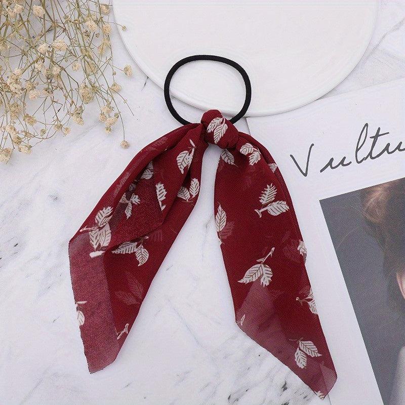 Hobo Floral Print Scarf Hair Tie Chiffon Hair Rope Elastic Hair Accessories