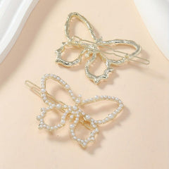2pcs Faux Pearl Butterfly Hair Clips Hair Pins Hair Barrettes For Women