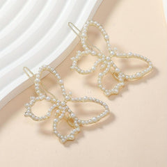 2pcs Faux Pearl Butterfly Hair Clips Hair Pins Hair Barrettes For Women