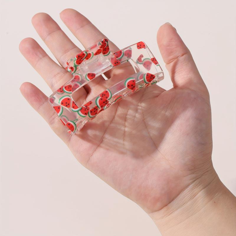 Watermelon Pattern Hair Clip Barrettes Rectangular Claw Clips For Women