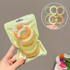 Candy Flower Print Spiral Hair Tie Jelly Hair Rope Sweet Ponytail Holder