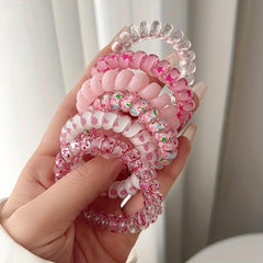 Candy Flower Print Spiral Hair Tie Jelly Hair Rope Sweet Ponytail Holder