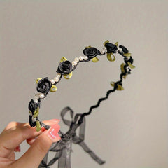 Pearl Headband Flower Wreath Hair Band for Women Girls