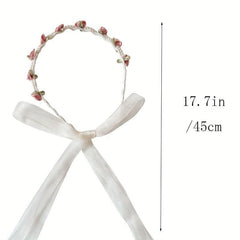 Pearl Headband Flower Wreath Hair Band for Women Girls