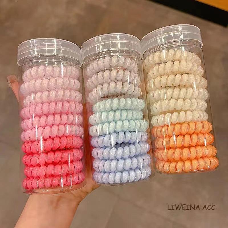 10pcs Rubber Spiral Hair Ties Elastic Hair Bands No Crease Coil