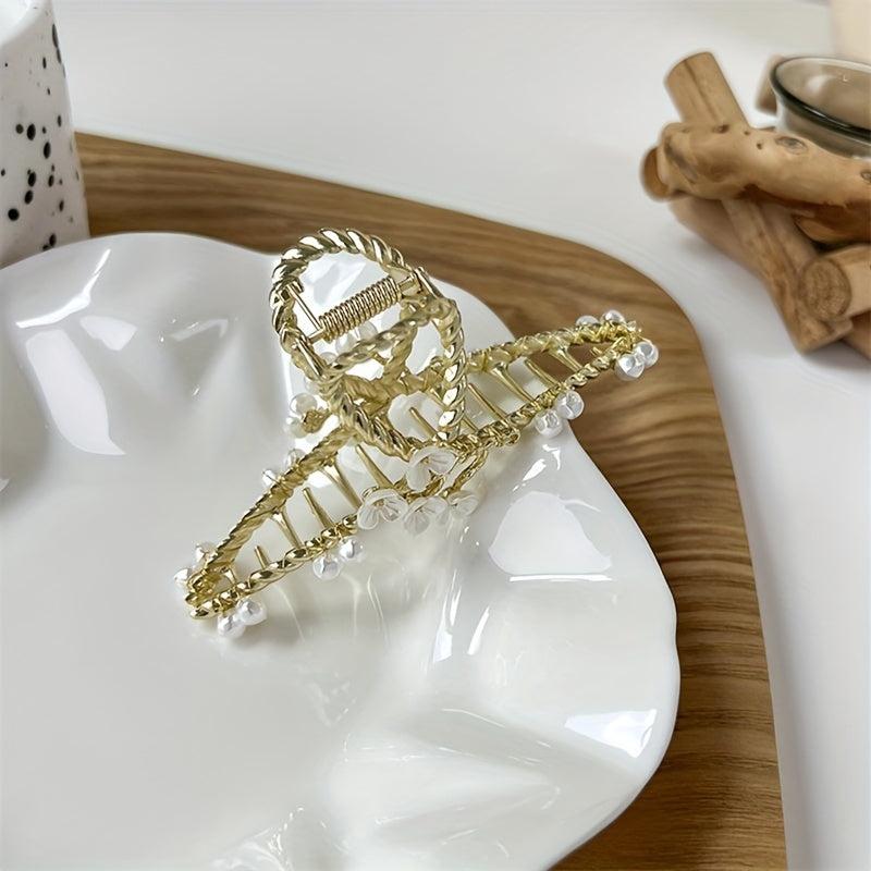 Flower Decor Hair Claw Banana Clip Hairgrip Non Slip Accessory