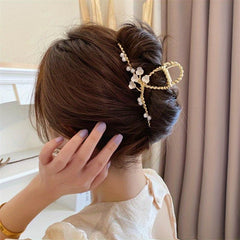 Flower Decor Hair Claw Banana Clip Hairgrip Non Slip Accessory