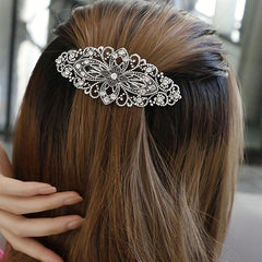 Silvery Four Leaf Clover Hair Clip French Barrette Women Hair Accessorie