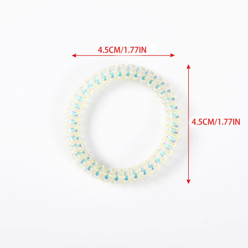 6PCS Spiral Hair Ties Colorful Elastic Hair Bands Plastic Rubber Bands