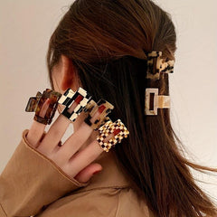 Acetate Square Hollow Hair Claw Ponytail Shark Claw Hair Accessories