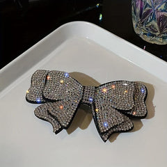 Rhinestone Bow Hair Clip Metal Barrette Hairpin