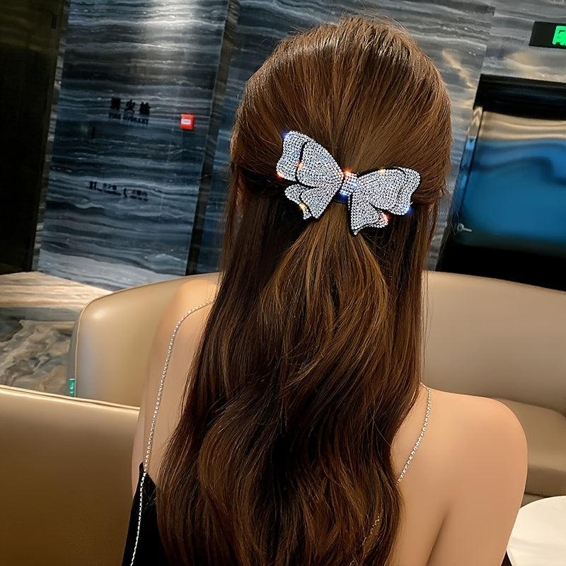 Rhinestone Bow Hair Clip Metal Barrette Hairpin