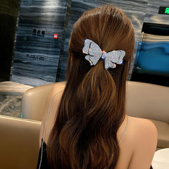 Rhinestone Bow Hair Clip Metal Barrette Hairpin