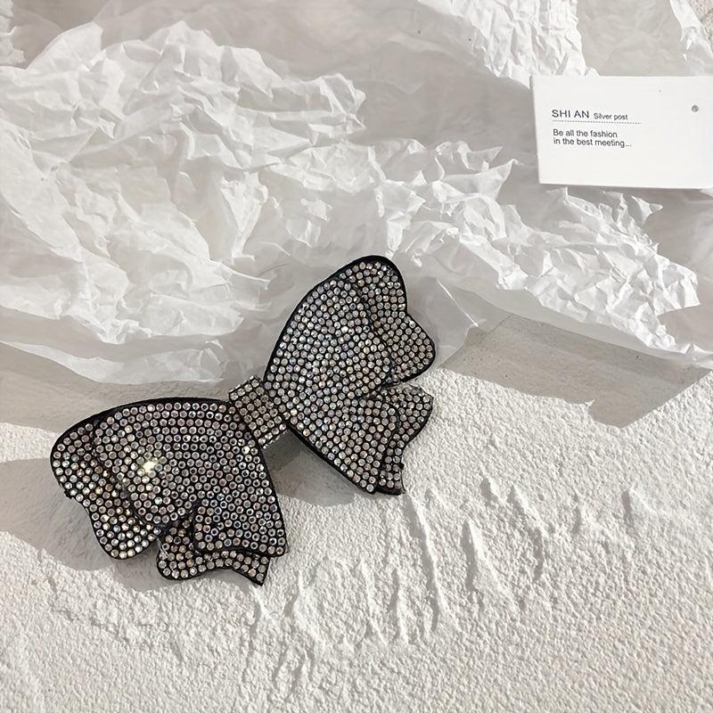 Rhinestone Bow Hair Clip Metal Barrette Hairpin