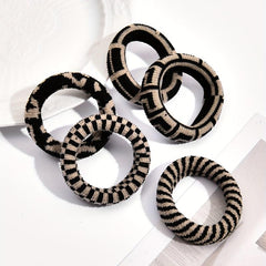 5pcs Plaid Hair Tie Elastic Wide Hair Ring Ponytail Holder