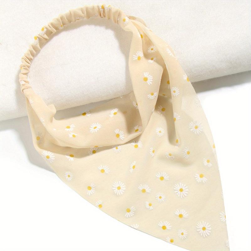 Daisy Print Headband Chiffon Scarf Hair Accessories