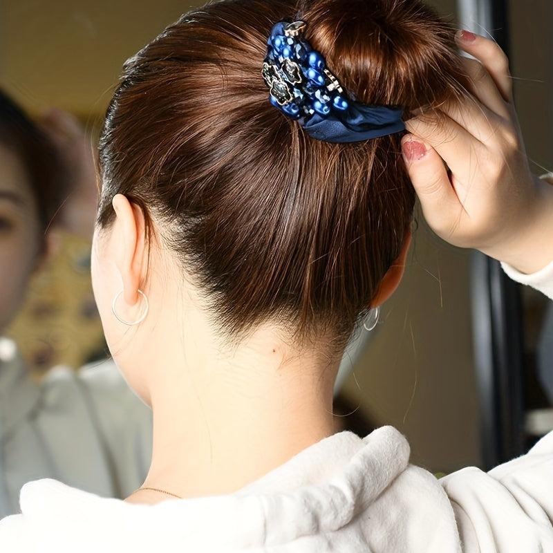 Crystal Faux Pearl Head Rope Scrunchie Hair Tie