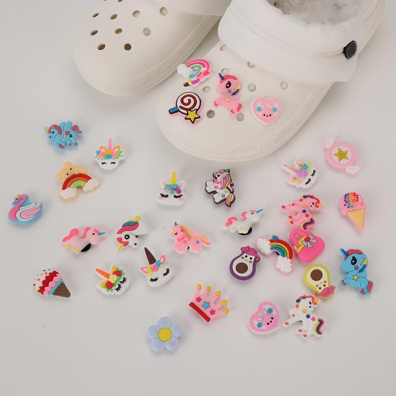 30pcs Unicorn Rainbow Avocado Shoe Charms for Women Girls