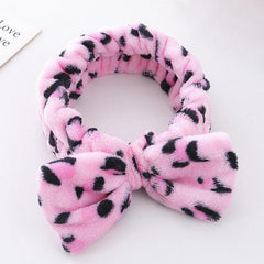 Leopard Print Coral Fleece Bowknot Headband Turban Headband