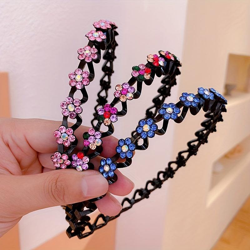Wavy Rhinestone Hair Band for Women Girls Non-slip Hairband for Washing Skincare