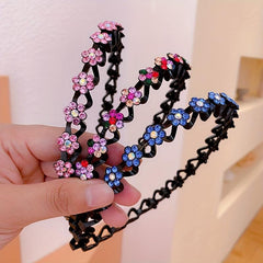 Wavy Rhinestone Hair Band for Women Girls Non-slip Hairband for Washing Skincare