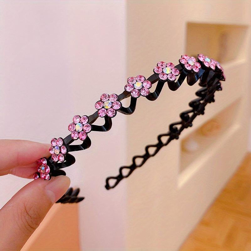 Wavy Rhinestone Hair Band for Women Girls Non-slip Hairband for Washing Skincare
