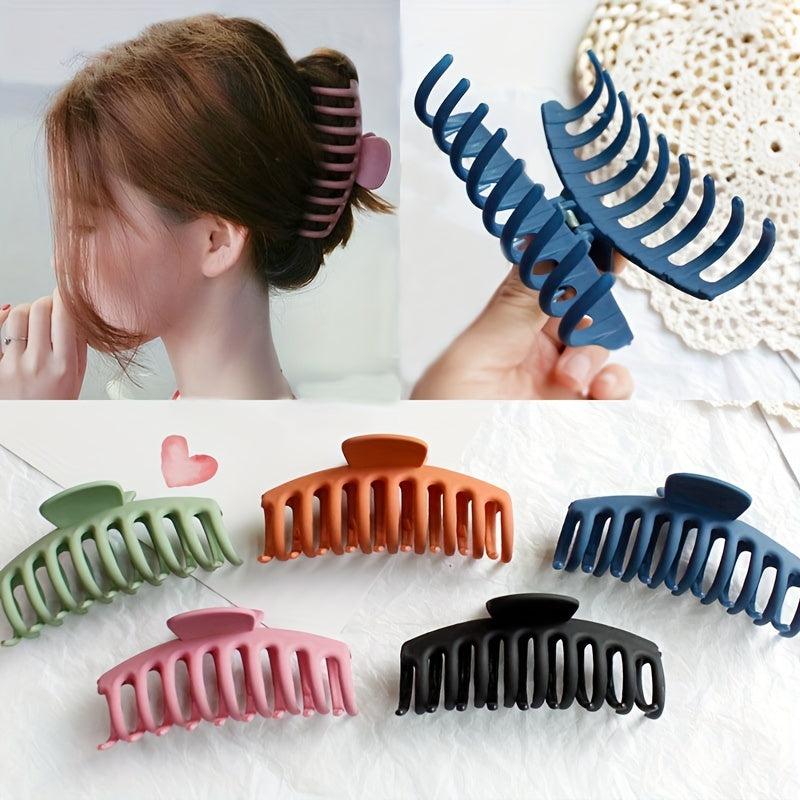 6pcs Matte Hair Claw Large Nonslip Shark Claw Strong Hold Thick Hair