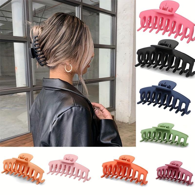 6pcs Matte Hair Claw Large Nonslip Shark Claw Strong Hold Thick Hair