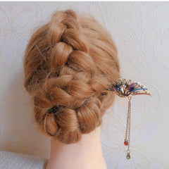 Phoenix Wings Rhinestone Hairpin Chinese Style Hair Stick Jewelry