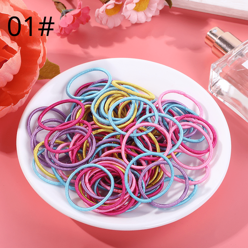 100pcs Hair Ties Girls Rubber Bands Scrunchy Elastic Hair Bands