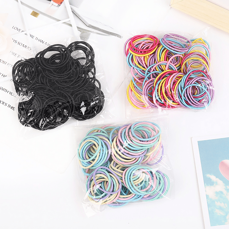 100pcs Hair Ties Girls Rubber Bands Scrunchy Elastic Hair Bands