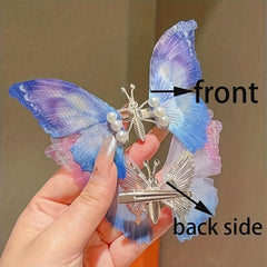Y2K Butterfly Faux Pearl Hair Clip Head Jewelry