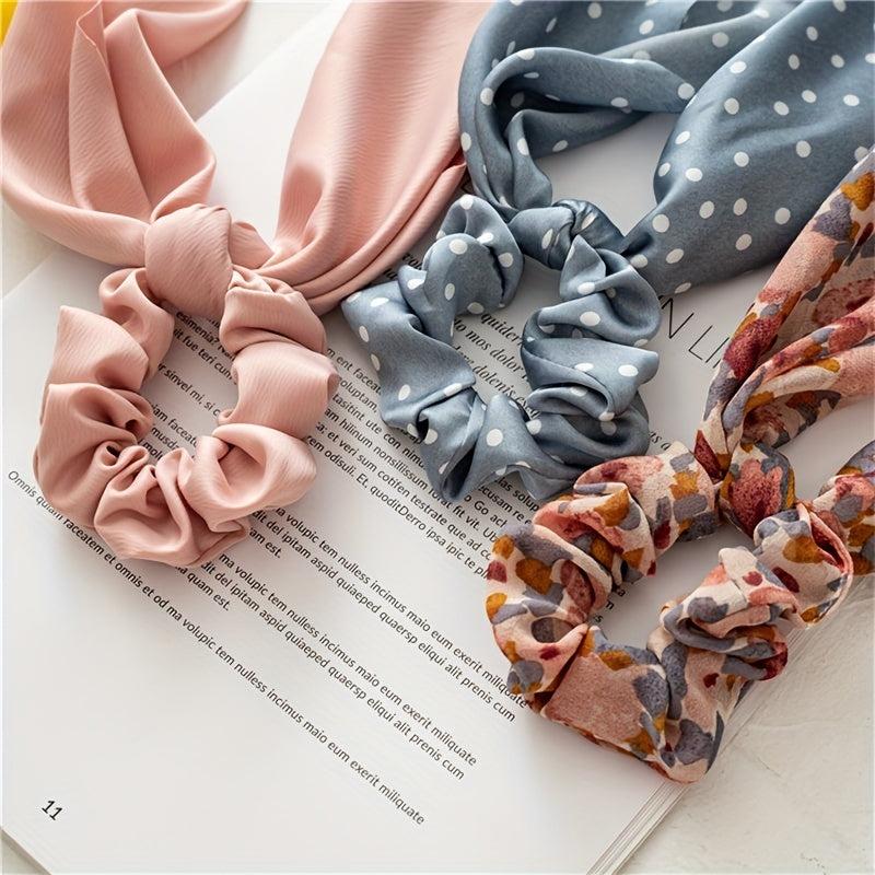 Polka Dot Print Scarf Scrunchie Hair Tie Hair Rope Ponytail Holder