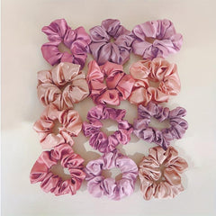 12pcs Colorful Satin Scrunchies Hair Rope Y2K Elastic Ponytail Holder