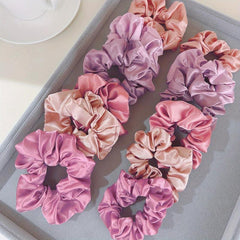 12pcs Colorful Satin Scrunchies Hair Rope Y2K Elastic Ponytail Holder