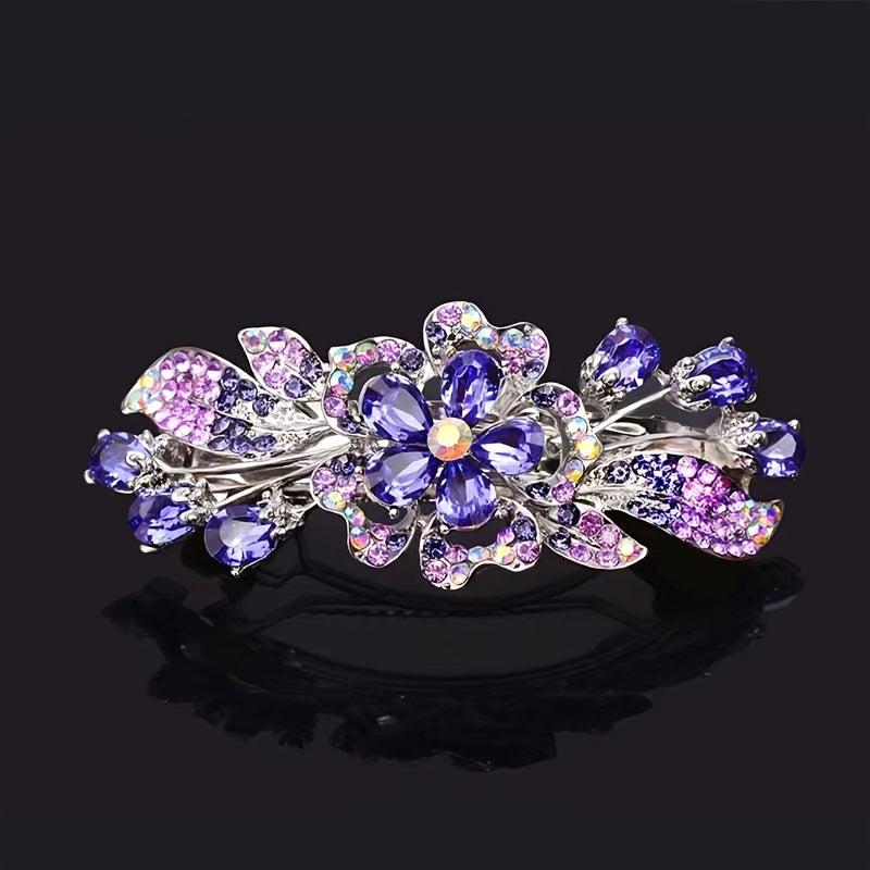 Vintage Flower Hair Clip Barrette Rhinestone Hairpin Headwear