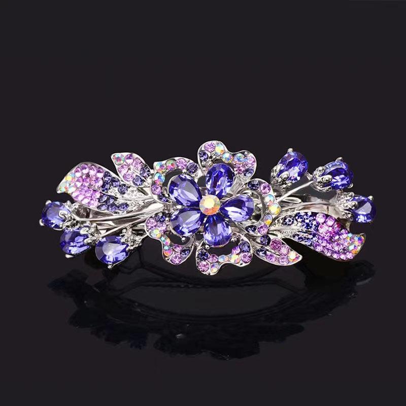 Vintage Flower Hair Clip Barrette Rhinestone Hairpin Headwear
