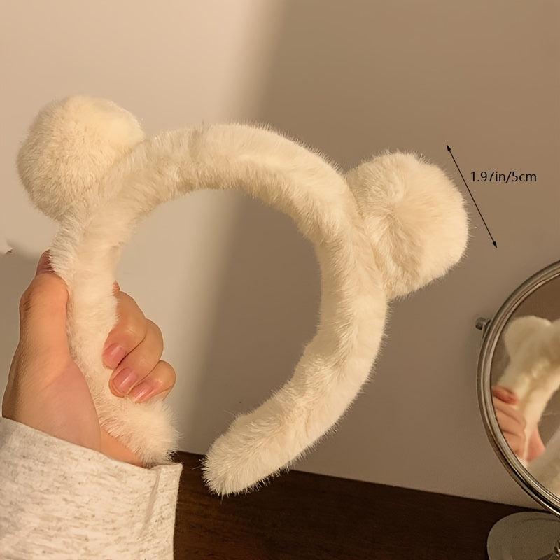Brown Bear Ears Headband Dress Up Winter Plush Hair Accessories
