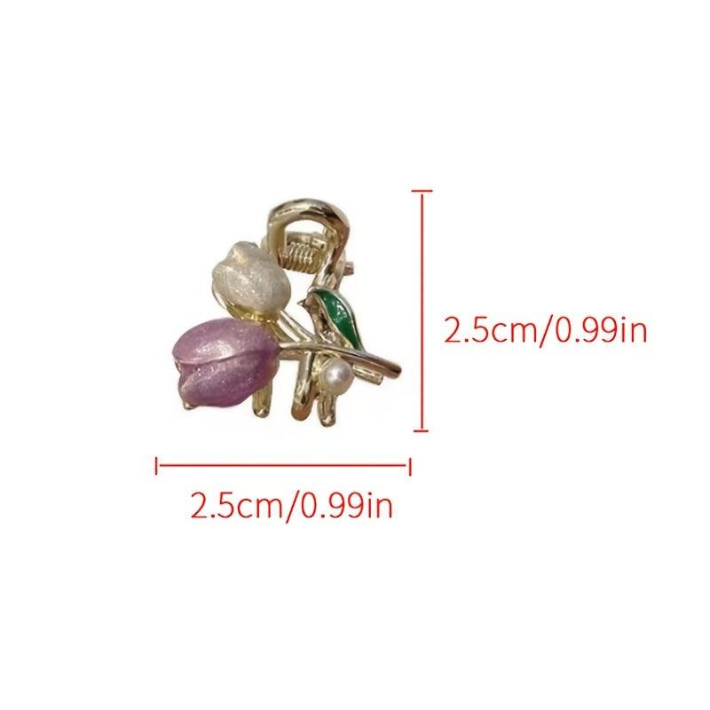 Tulip Hair Claw Flower Metal Hair Clip Ponytail Holder Girls Women