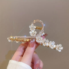 Flower Hair Claw Clip Women's Rhinestone Hair Accessory
