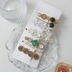 Pearl Resin Hair Clips Set - Golden Hair Accessories