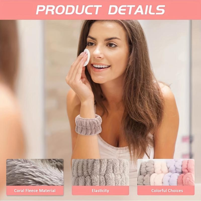 2pcs Microfiber Wrist Wash Towel Band - Absorbent Wrist Sweatband for Women