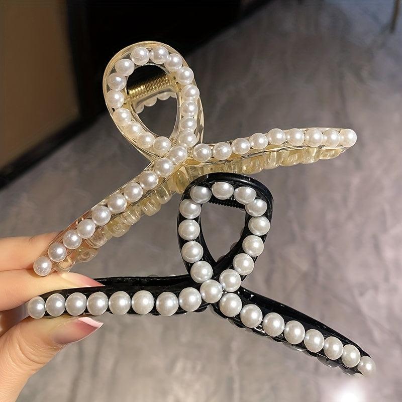 Faux Pearl Large Hair Claw Shark Claw Head Jewelry Hair Accessories For Women