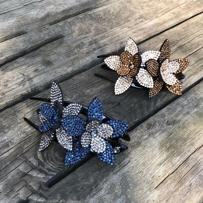 Vintage Rhinestone Flower Hair Clip Barrettes